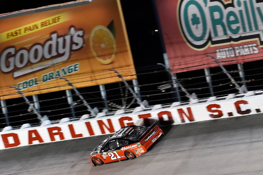 Wood Brothers' Paul Menard battled all night to finish ninth. Wood Brothers' Paul Menard battled all night to finish ninth.